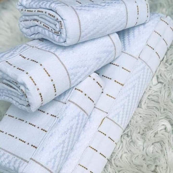 Authentic Kente Cloth White with Gold A43