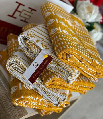 MG Authentic Hand Weaved Kente Cloth A490 (Gold or White)