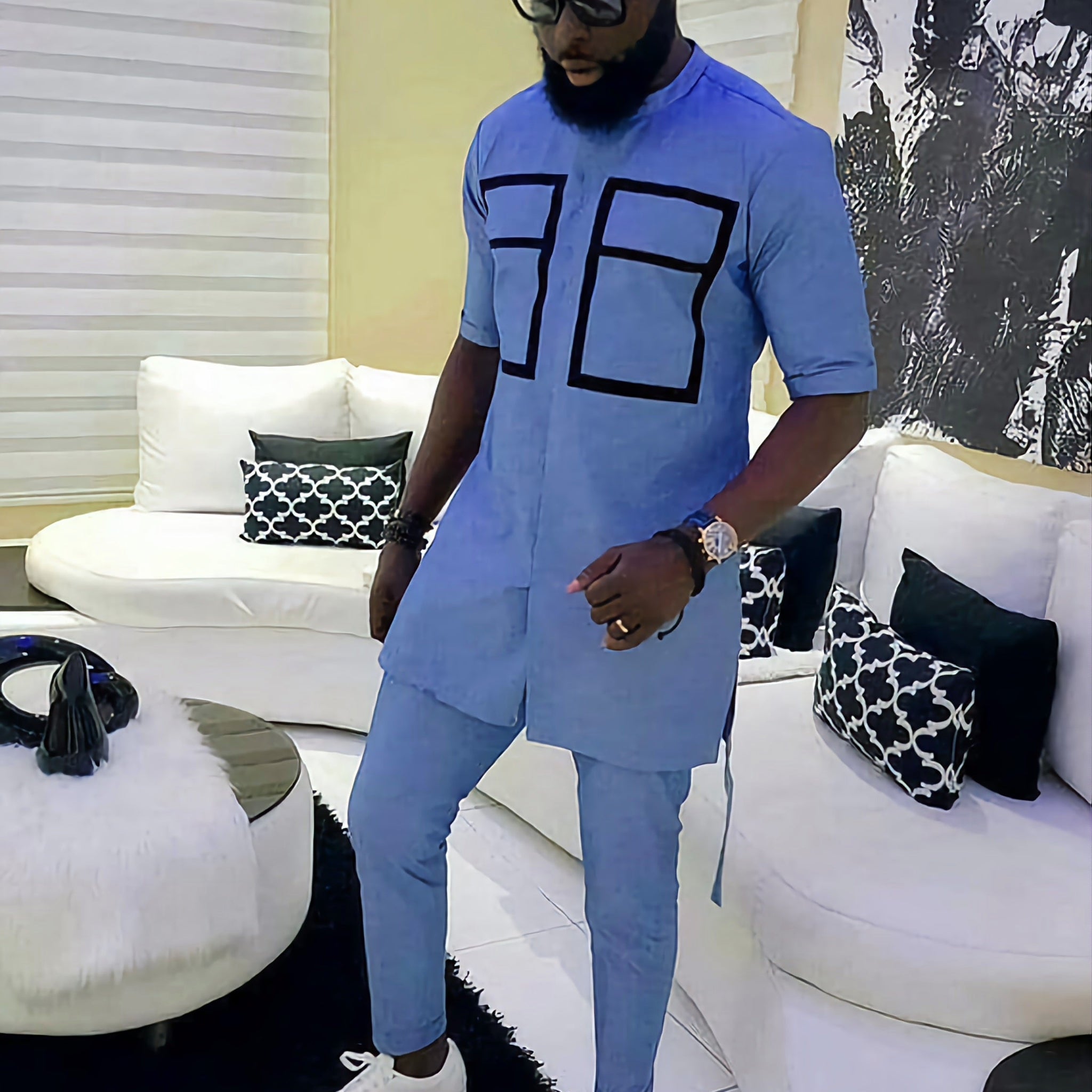 MG Men's Traditional African Wear/ Kafka, African Suit T75