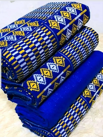 MG Authentic Hand Weaved Kente Cloth Dark Blue A643