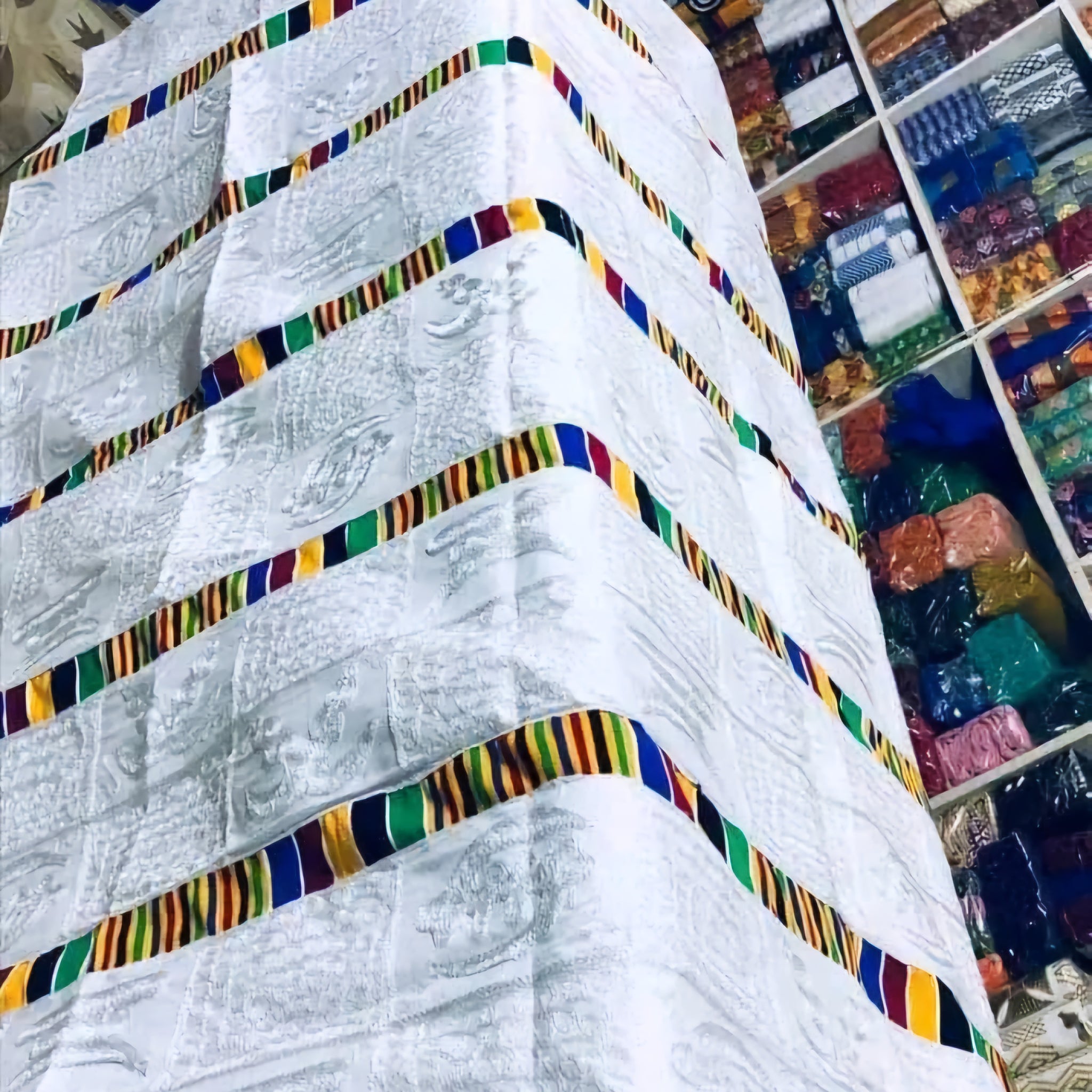 MG Wedding Engagement Head of Family Authority Symbol Authentic Hand Weaved Kente Cloth A0932