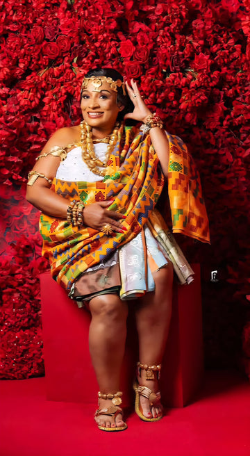 MG Multi Color Authentic Hand Weaved with addition of Purple Kente Cloth A4445