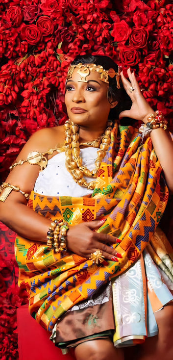 MG Multi Color Authentic Hand Weaved with addition of Purple Kente Cloth A4445