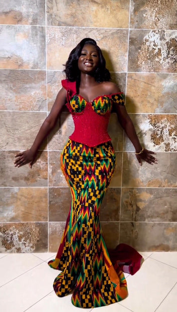 Kente Cloth Royal Wedding/Event Dress DP30