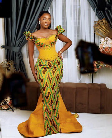 Royal Weaved Kente Wedding/ Event Dress D336