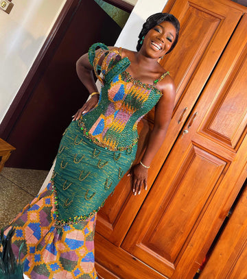 Royal Weaved Kente Wedding/ Event Dress D325