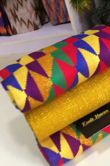 Kente Haven Multi Color Fashion Hand Weaved Kente Cloth KH250