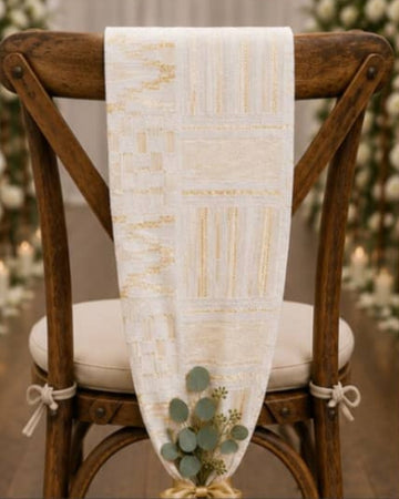 MG  White with Gold Authentic Kente Cloth customized order SkuC21