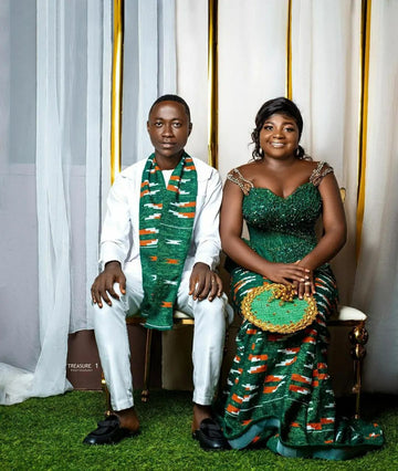 Authentic Shimmering Hand Weaved Kente Cloth A2601