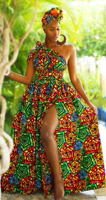 Kente Print Women's MG Designer Dress P3